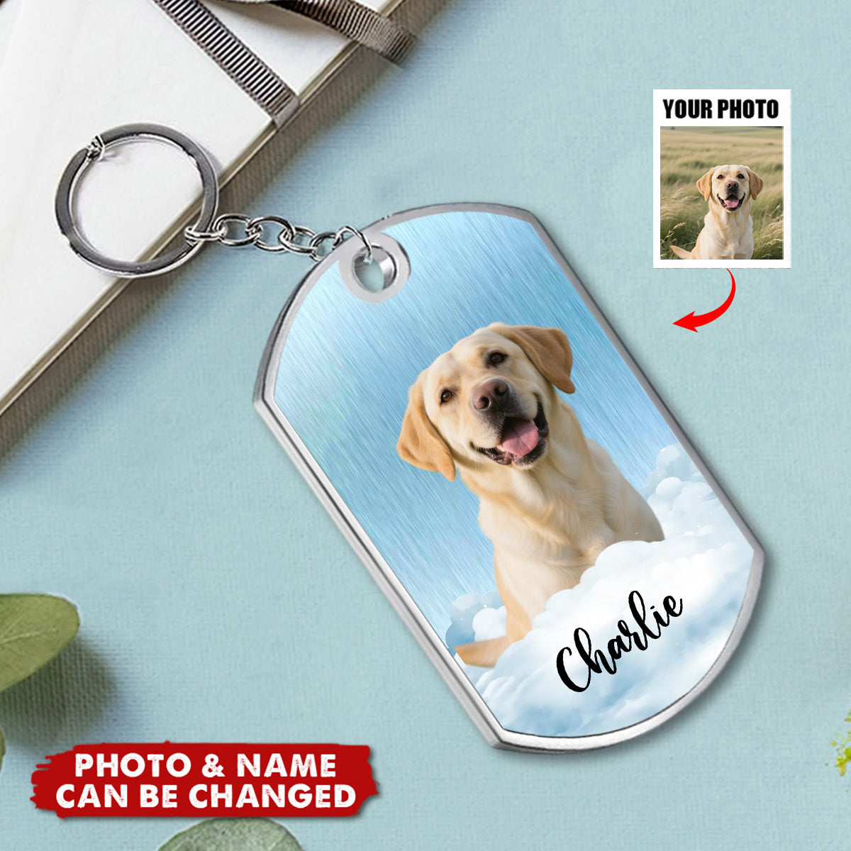 Custom Photo Your Paw Prints Are Etched In My Soul - Memorial Personalized Custom Keychain - Sympathy Gift For Pet Owners