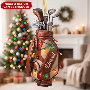 Golf Christmas Ornament, Custom Golf Backpack Ornament, Golf Club Keepsake