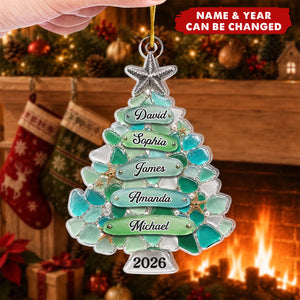 Custom Sea Glass Acrylic Ornament - Personalized Christmas Birthday Gifts For Mom, Dad, Brother, Sister - Home Filled With Cheer