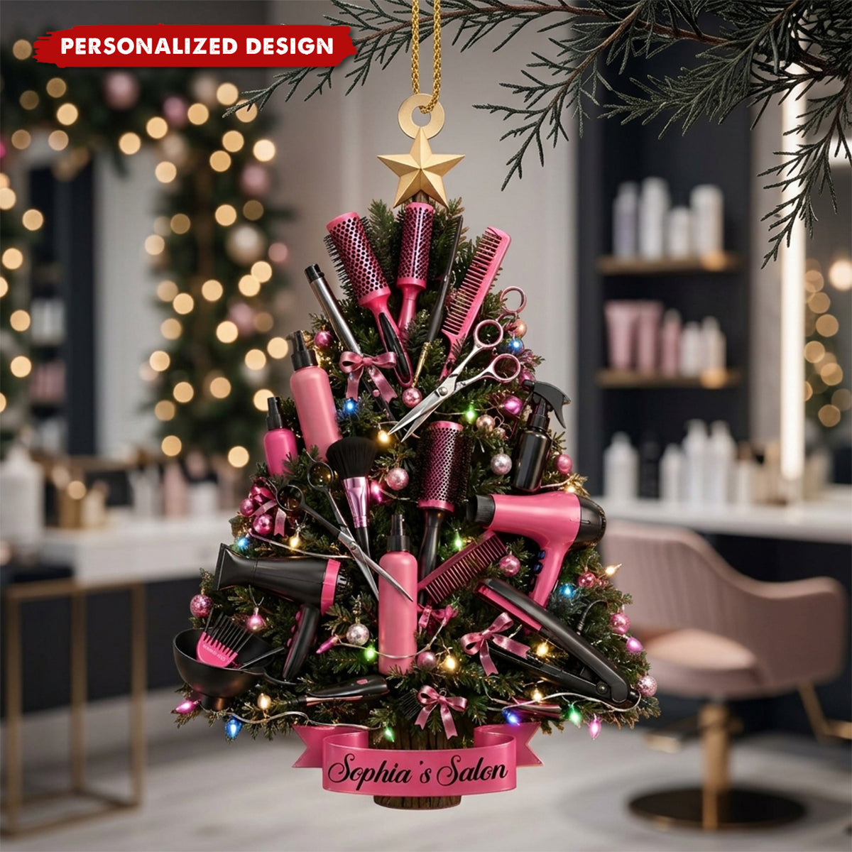 My Salon, Personalized Custom Acrylic Ornament, Gift For Hairdressers