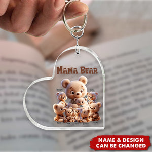 Cute Nana Bear With Little Bear Kids - Personalized Acrylic Keychain