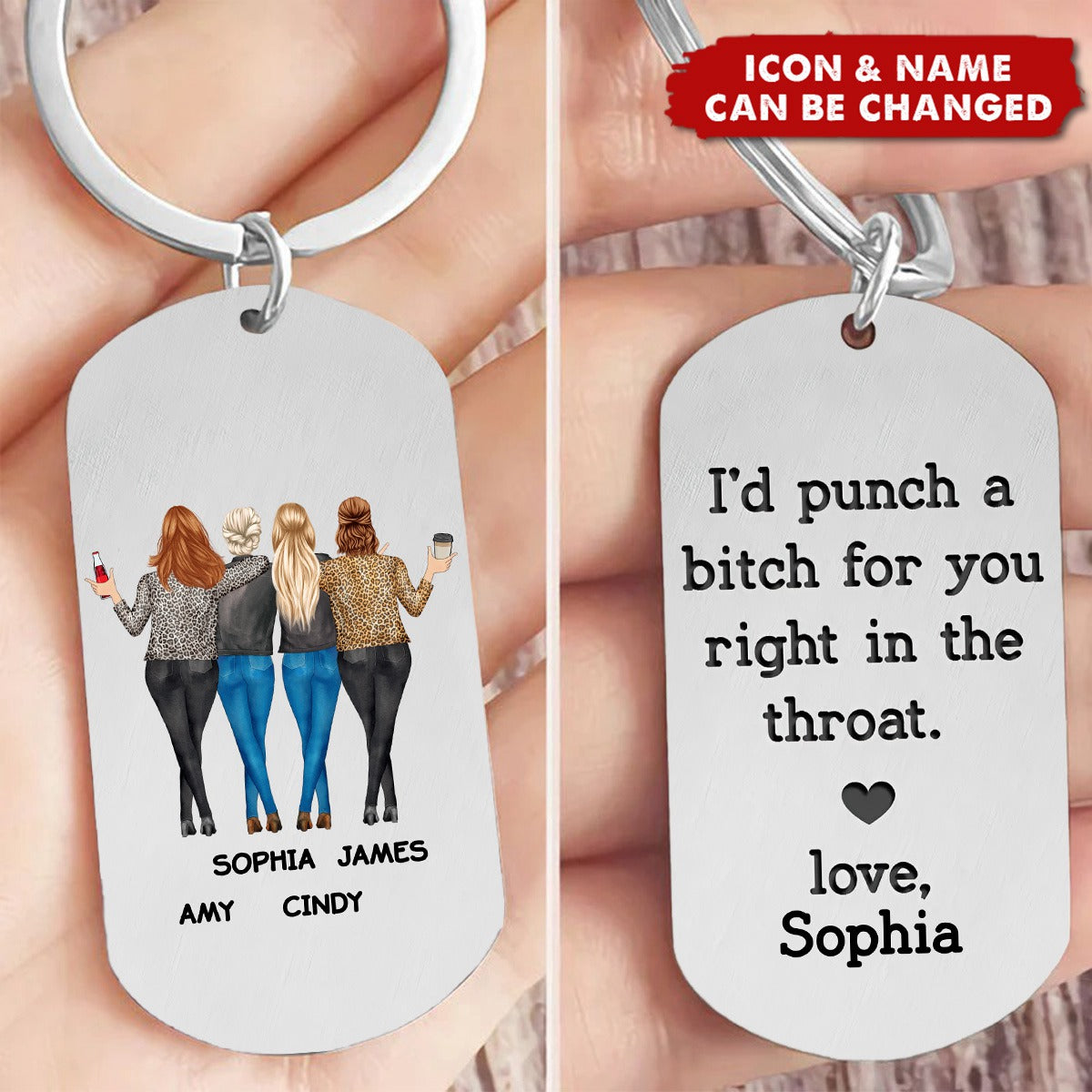 I'd Punch A Bit** For You Gift For Besties Personalized Metal Keychain