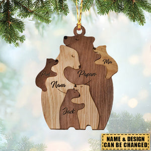 Bear Family Puzzle Christmas Personalized Wooden Ornament