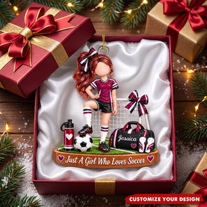 Personalized Soccer Girl Ornament, Custom Name Christmas Gift