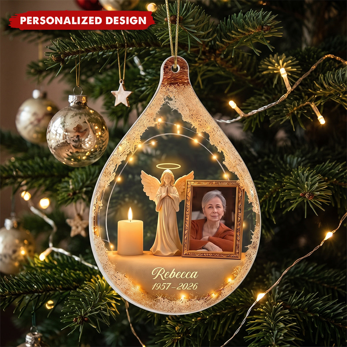 Your Light Still Shines-Personalized Photo Memorial Acrylic Ornament
