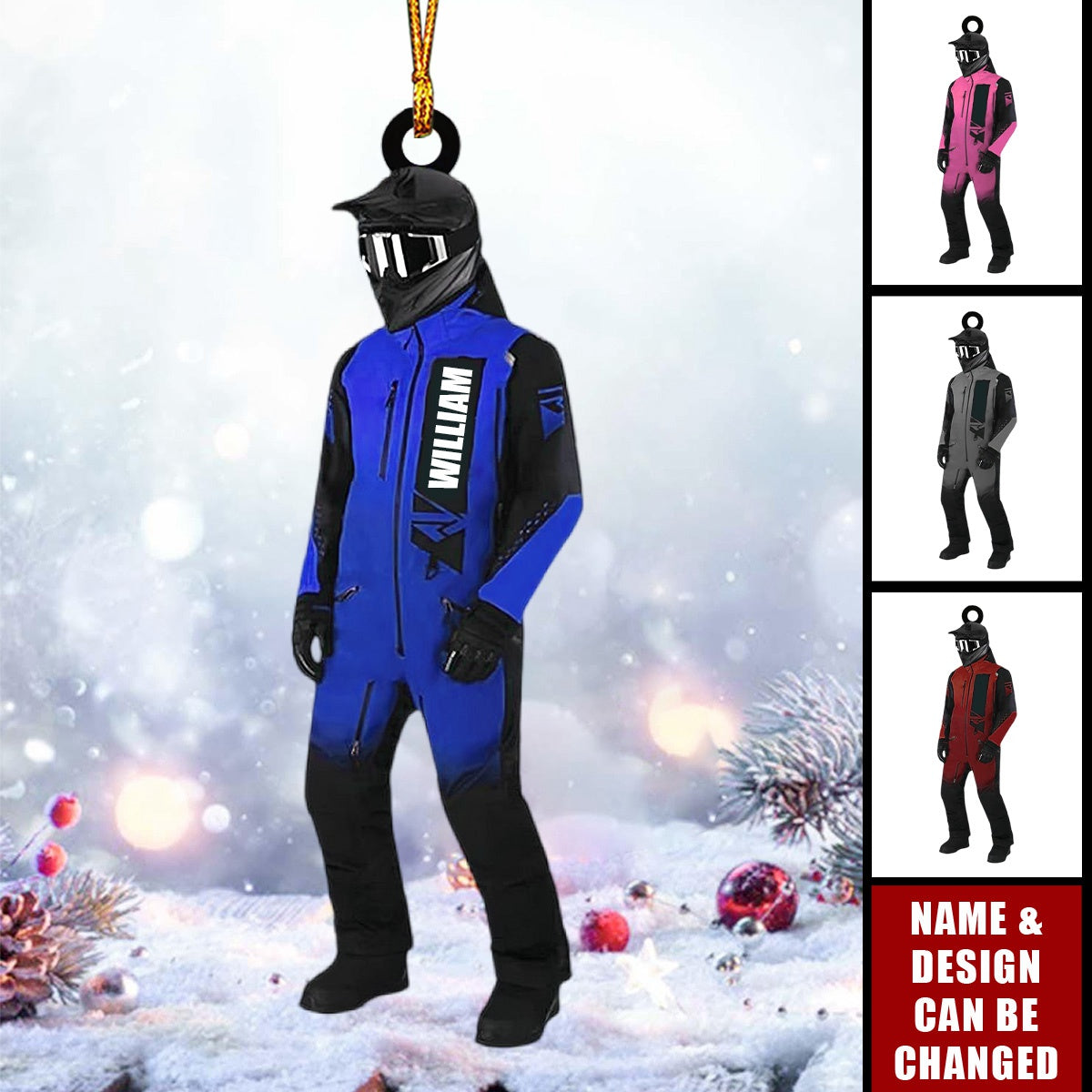 Personalized Snowmobile Acrylic Christmas Ornament, Gift for Snowmobile Lovers Snowmobile Rider