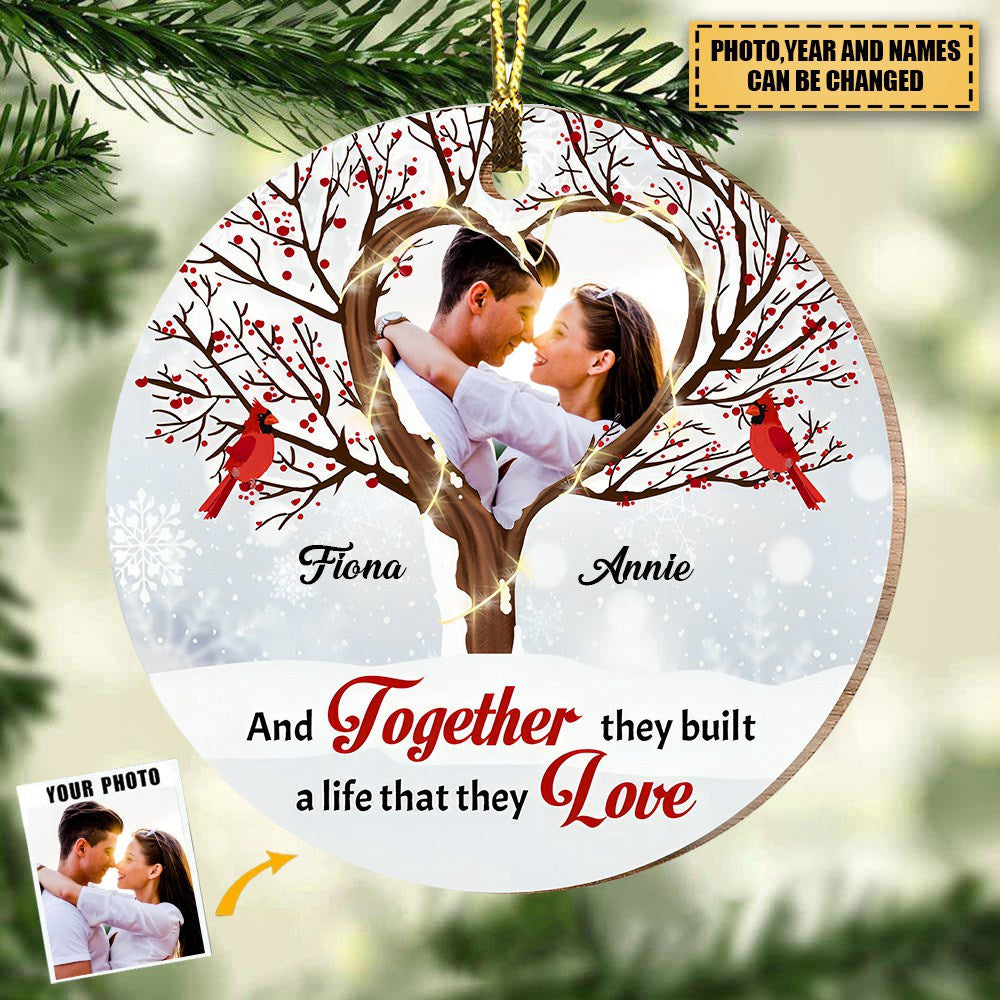 Christmas Gift For Couple Love Tree Together Circle Ornament