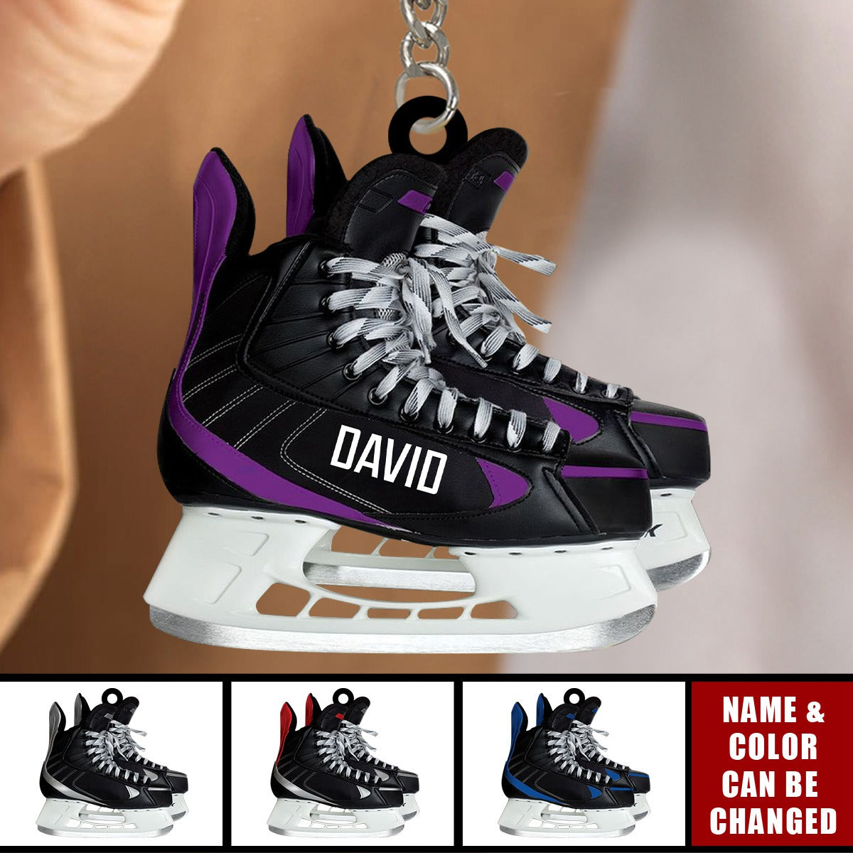 Personalized Ice Roller Blades Keychain