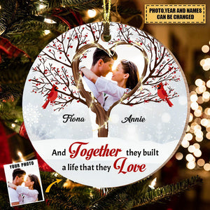 Christmas Gift For Couple Love Tree Together Circle Ornament