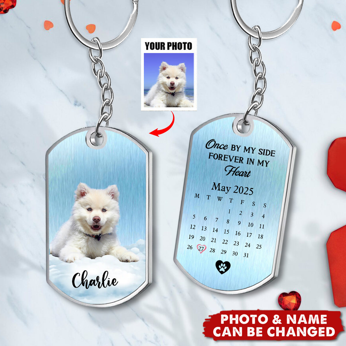 Custom Photo Your Paw Prints Are Etched In My Soul - Memorial Personalized Custom Keychain - Sympathy Gift For Pet Owners