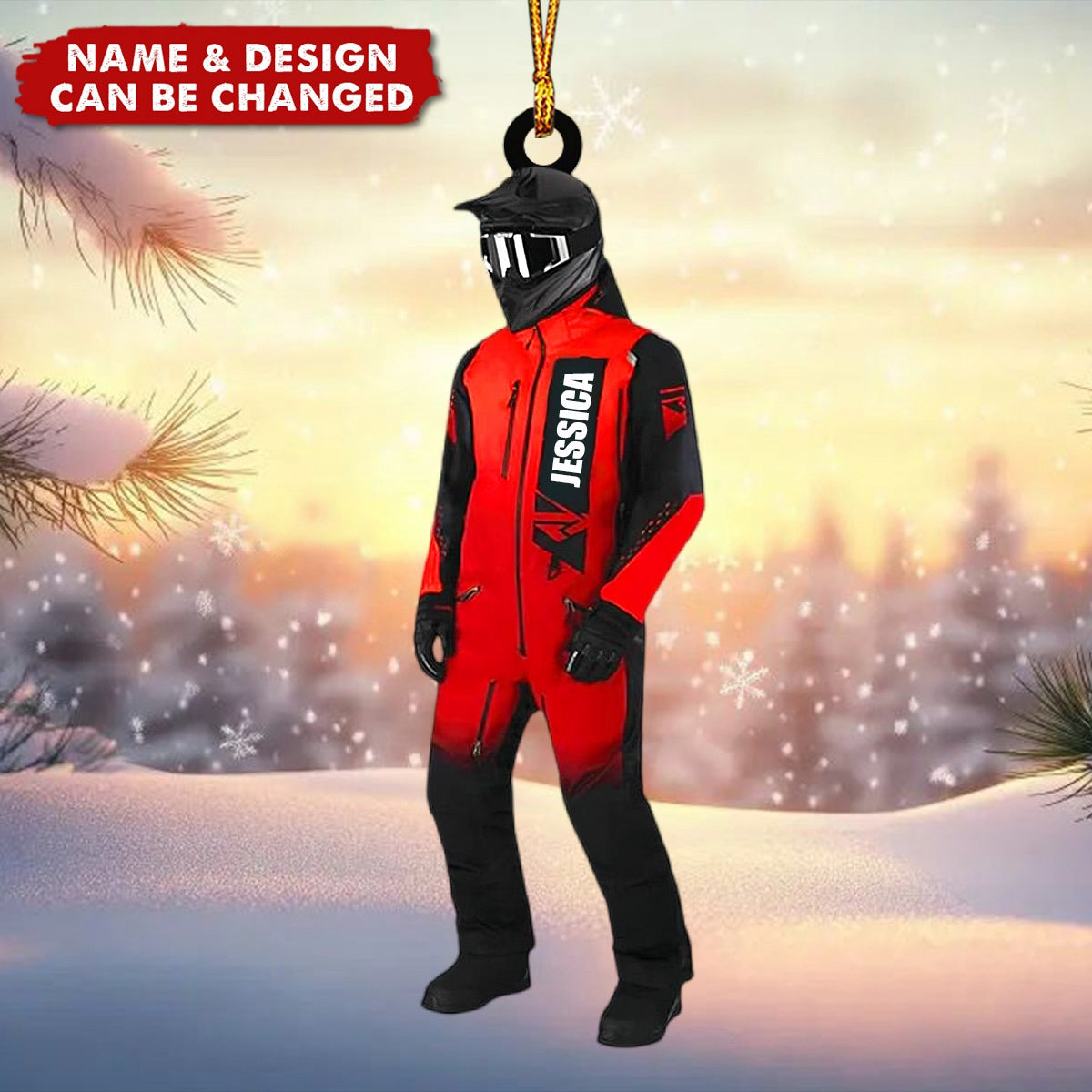 Personalized Snowmobile Acrylic Christmas Ornament, Gift for Snowmobile Lovers Snowmobile Rider