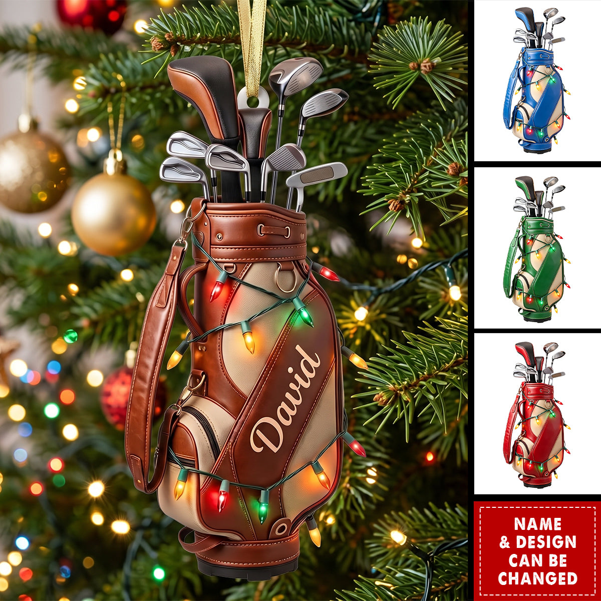 Golf Christmas Ornament, Custom Golf Backpack Ornament, Golf Club Keepsake