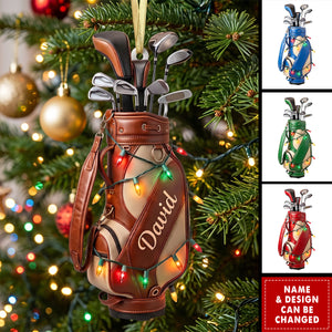 Golf Christmas Ornament, Custom Golf Backpack Ornament, Golf Club Keepsake
