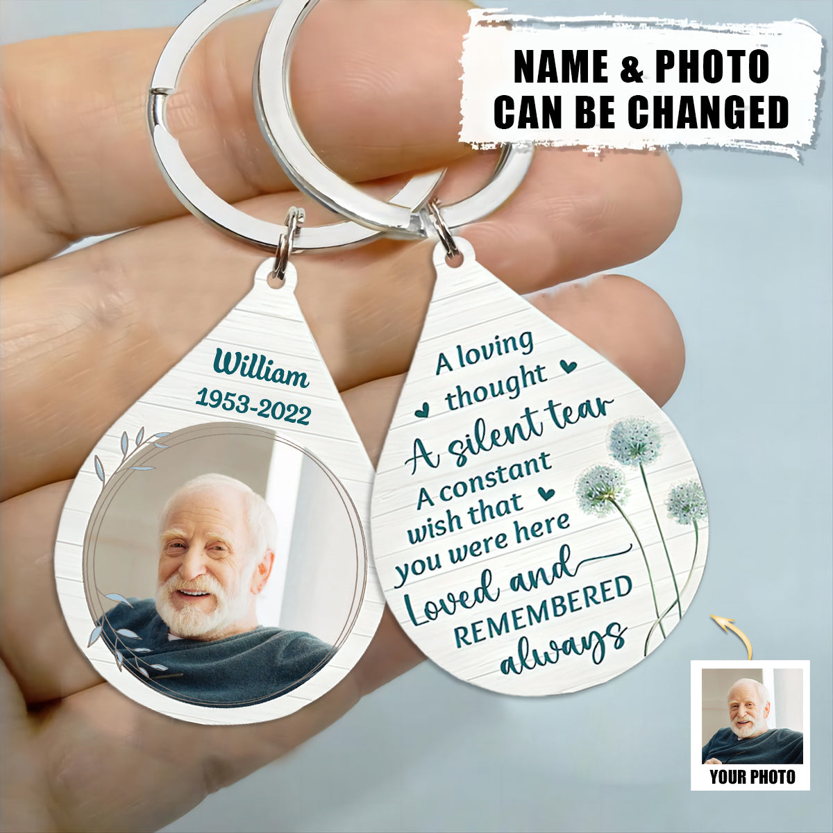 Personalized Memorial Tribute Gift A Silent Tear Wood Keychain