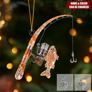 Personalized Fishing Rod Ornament, Gift for Fishing Lover