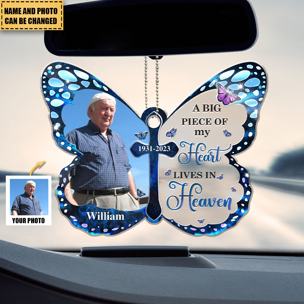 I Am Always With You Butterfly Shape Upload Photo Personalized Car Ornament