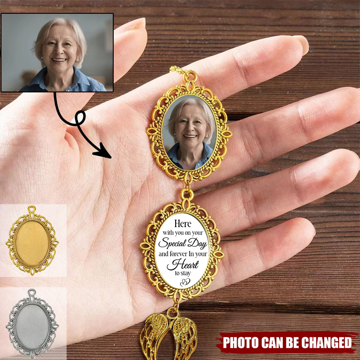 Here With You On Your Special Day And Forever In Your Heart To Stay - Personalized Tassel Photo Charm