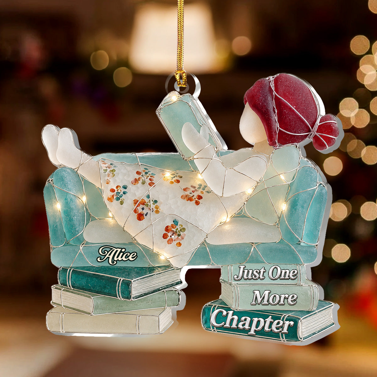 Just A Girl Who Loves Books Sea Glass Effect - Personalized 1-Layer Acrylic Ornament