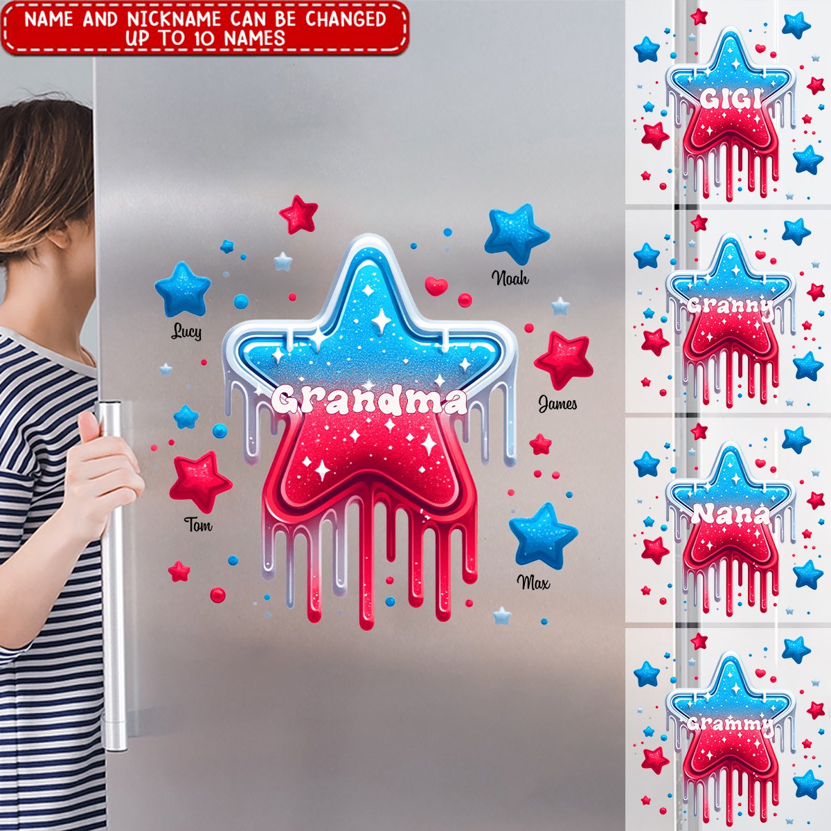 4th Of July Grandma Nana With Cute Grandkids Star Personalized Decal