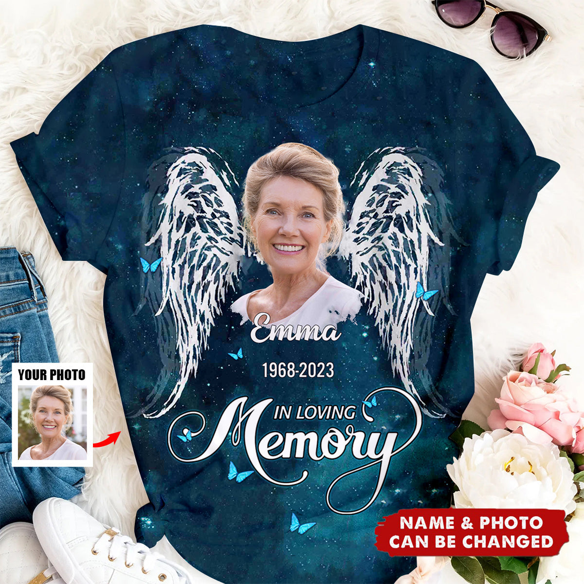 God Has You In His Arms - Personalized Photo 3D T-Shirt
