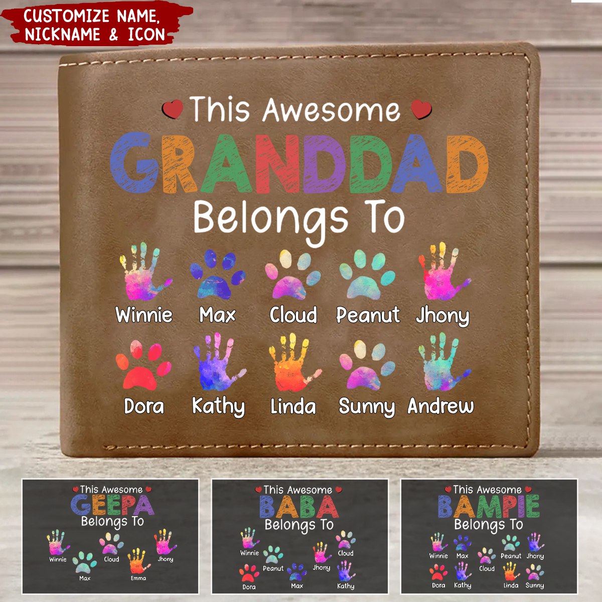 This Awesome Daddy Belongs To - Personalized Leather Wallet