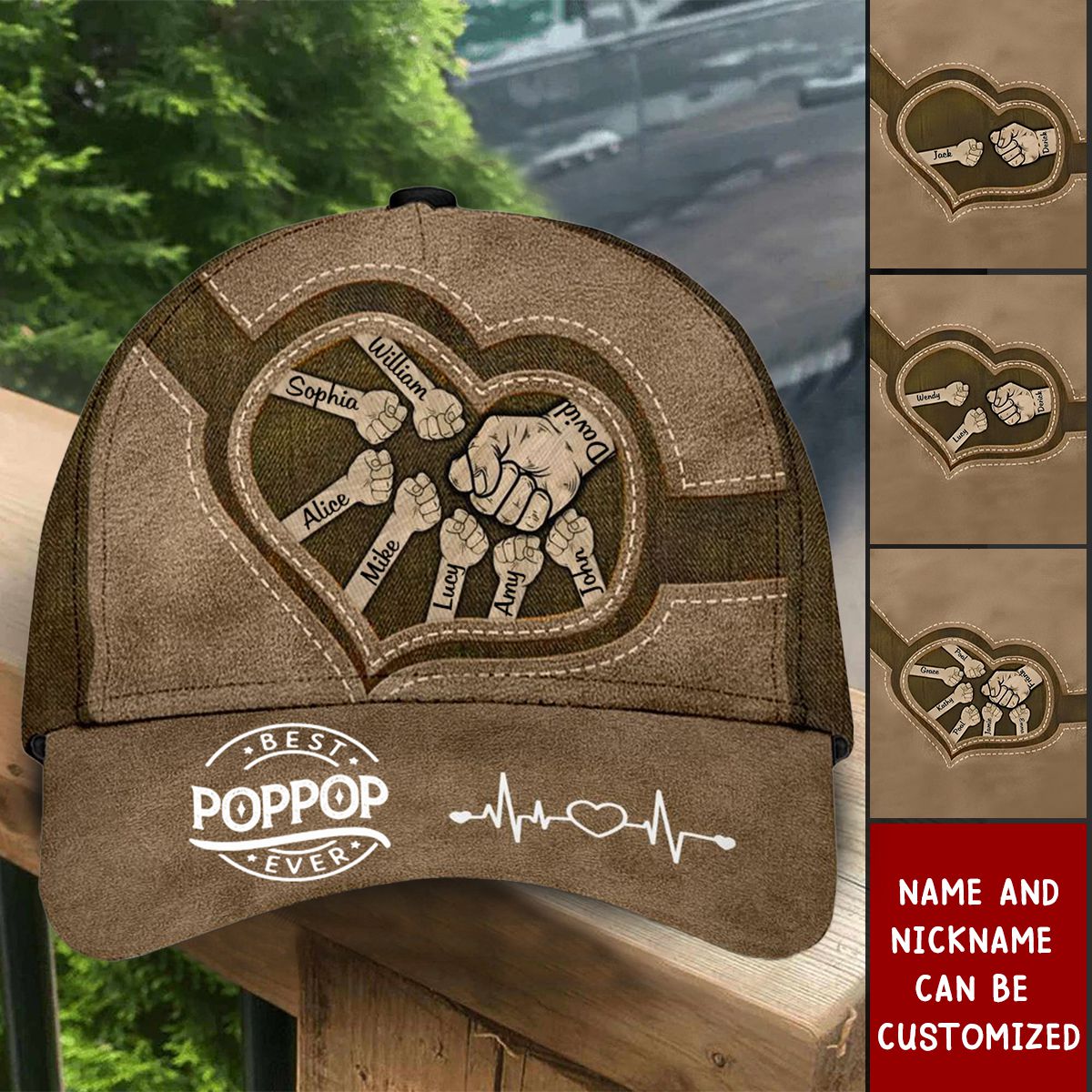 Best Dad Ever Fist Bumps All Over Print Personalized Classic Cap