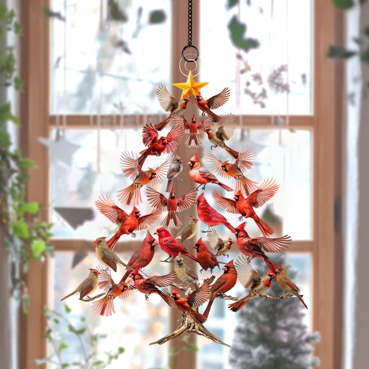 Cardinal Window Hanging Suncatcher Ornament - Perfect Gift For Cardinal Lovers