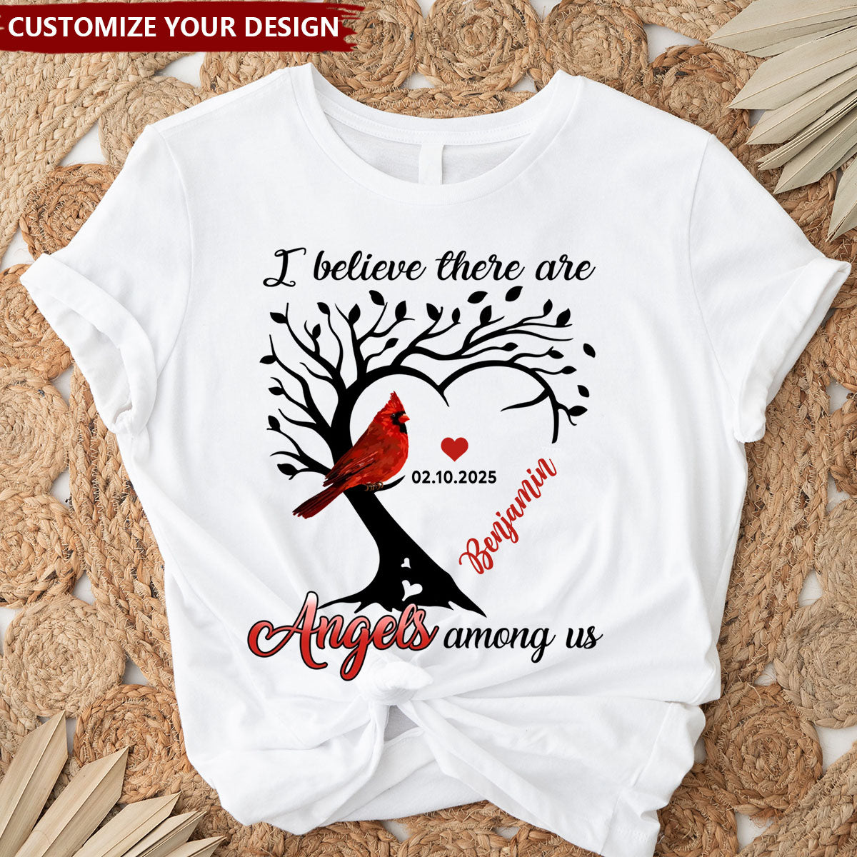Cardinal Heart Personalized Shirt Memorial Sympathy Shirt