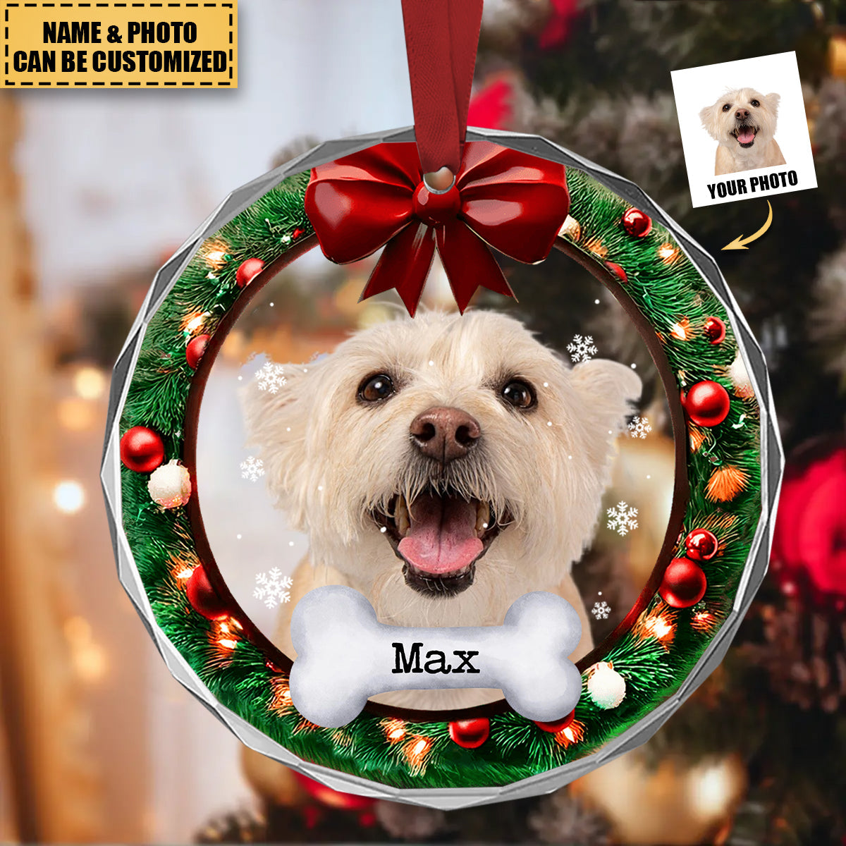 In Loving Memory Personalized Circle Glass Christmas Ornament