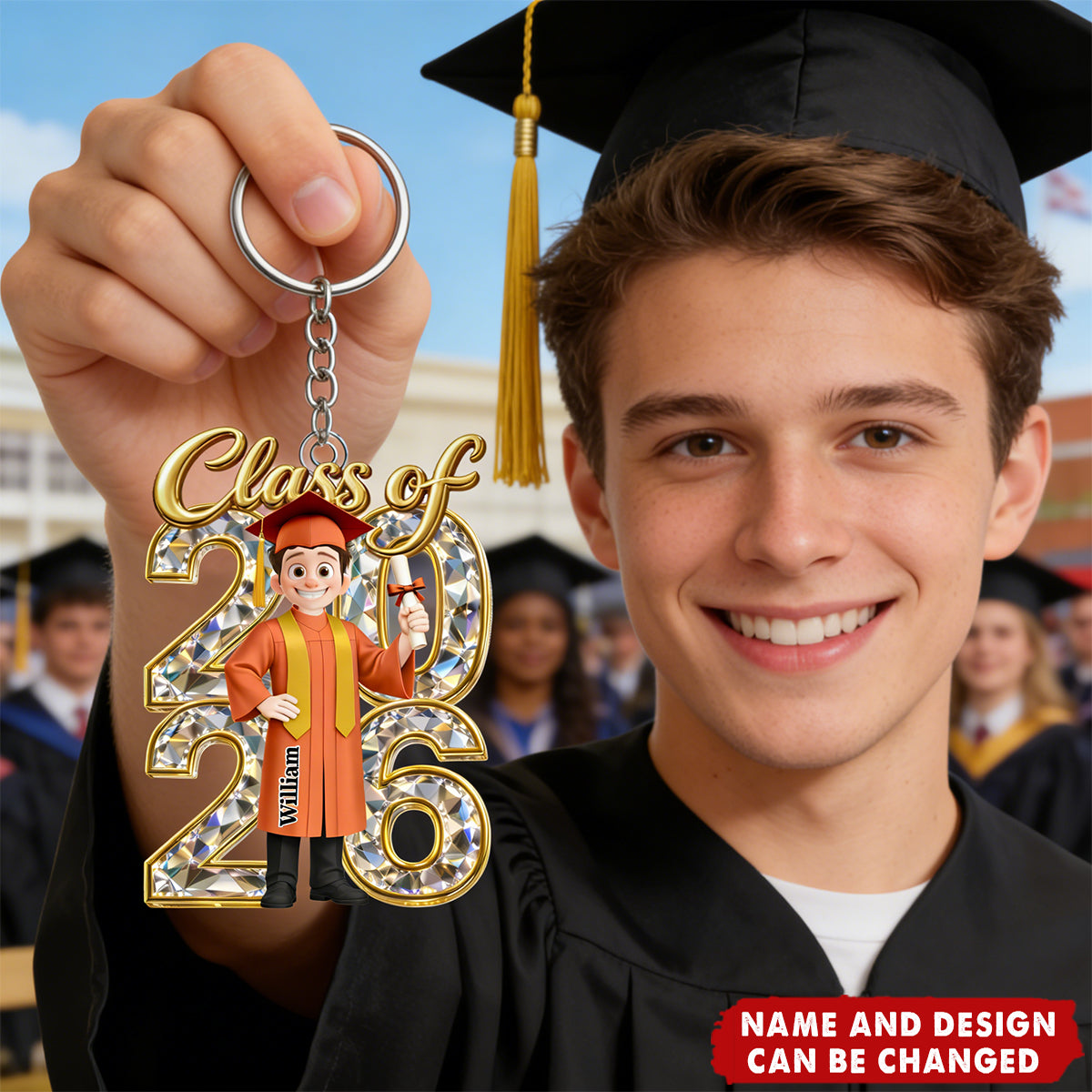 Congrats Grad Woman Man Crystal Effect - Personalized Acrylic Keychain