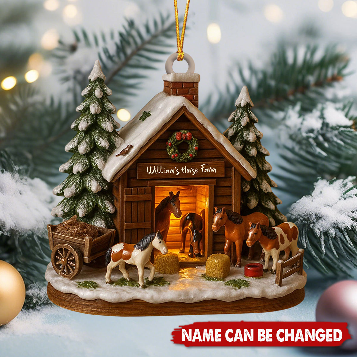 Customize Your Own Charming Horse Farm Ornament - Personalized Wooden Ornament