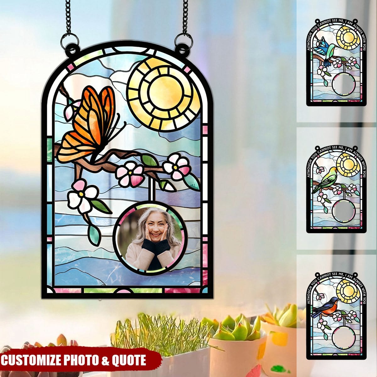 I'm Always With You - Personalized Photo Window Hanging Suncatcher Ornament