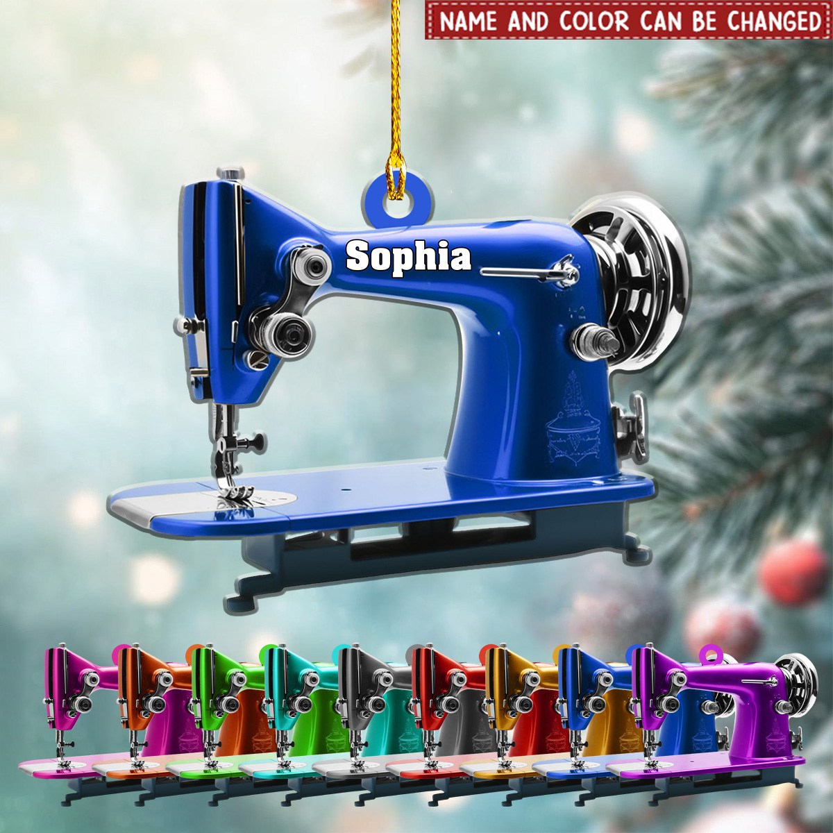 Personalized Sewing Machine Christmas Ornament, Sewing Flower Machine Ornament, Gifts for Sewing Lovers