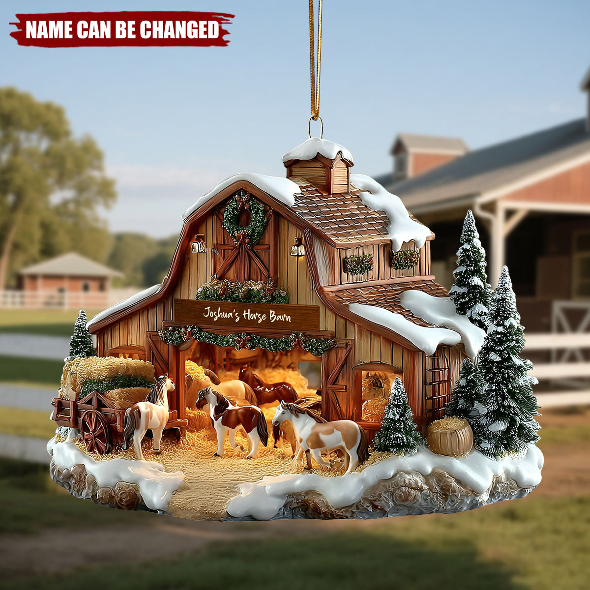Horse Barn - Personalized Christmas Acrylic Ornament