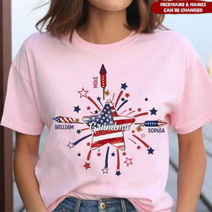 Personalized 4th Of July Firecrackers Grandma Mom Kids Shirt