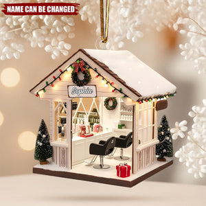 Personalized Hair Salon Christmas Acrylic Ornament, Gift For Hairdresser