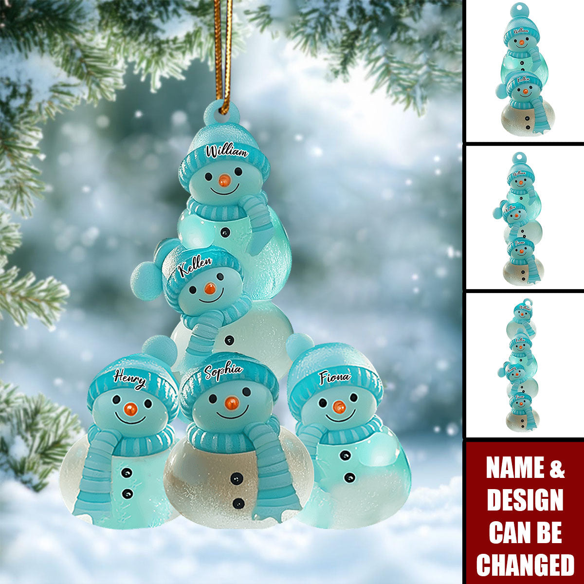 Merry Christmas Snowman Family - Personalized Family Ornament