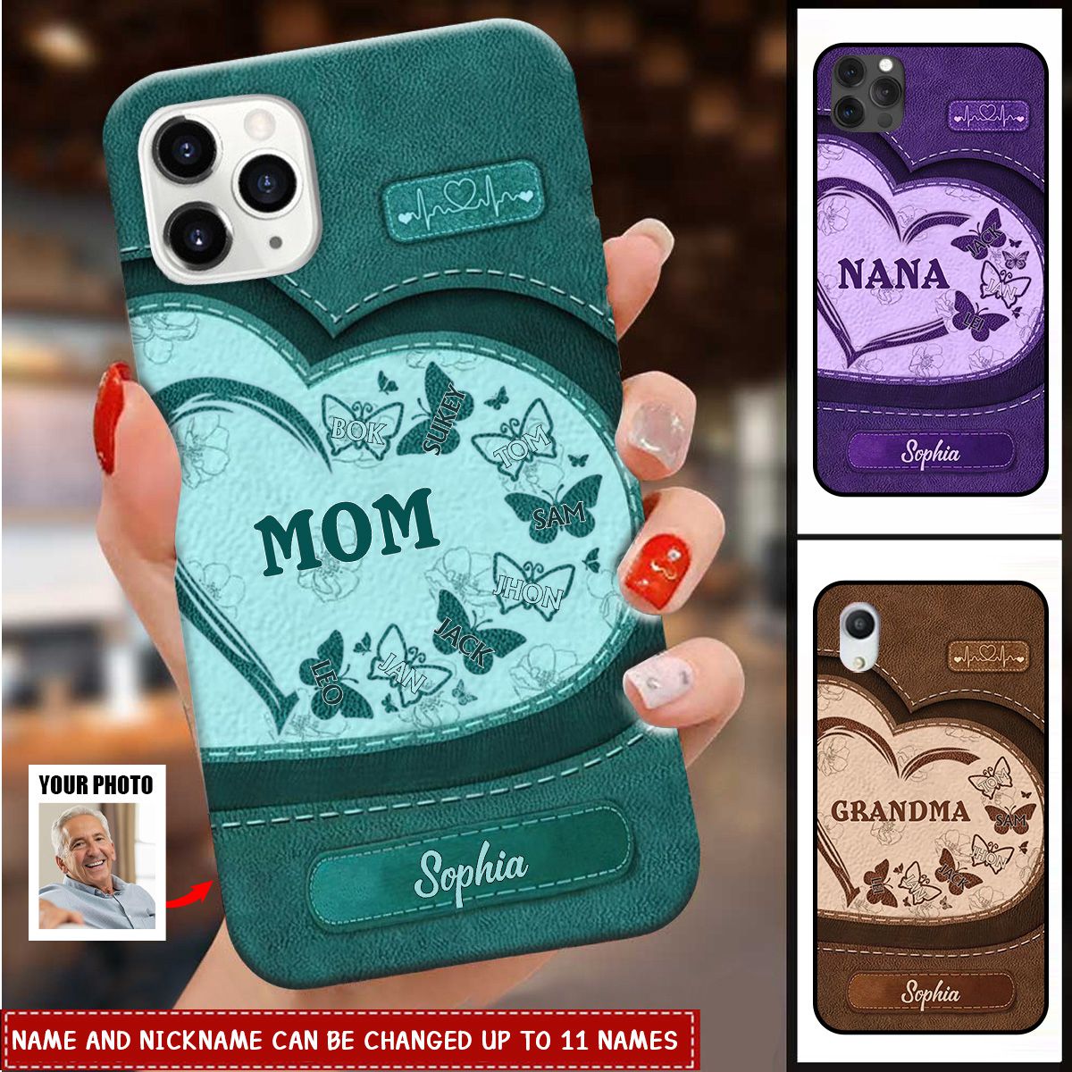 Personalized Nana Mom Heart Butterfly Colorful Phone case