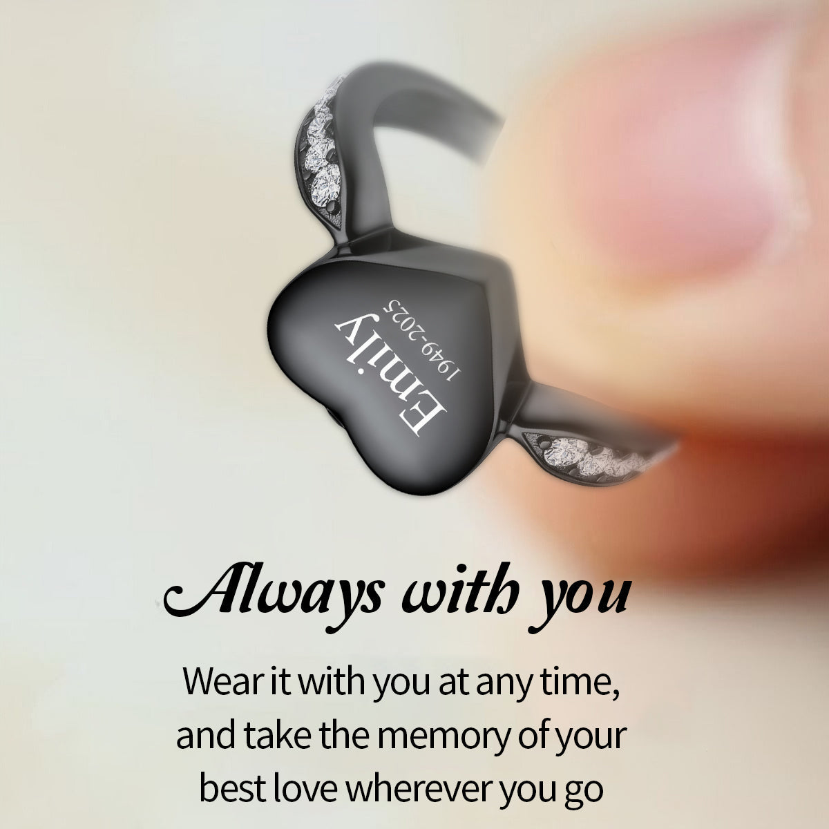 Personalized Heart Cremation Urn Ring for Ashes Memorial Jewelry