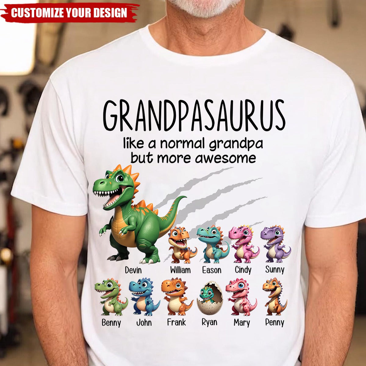 Grandpasaurus And Kids Dinosaurs Personalized Shirt