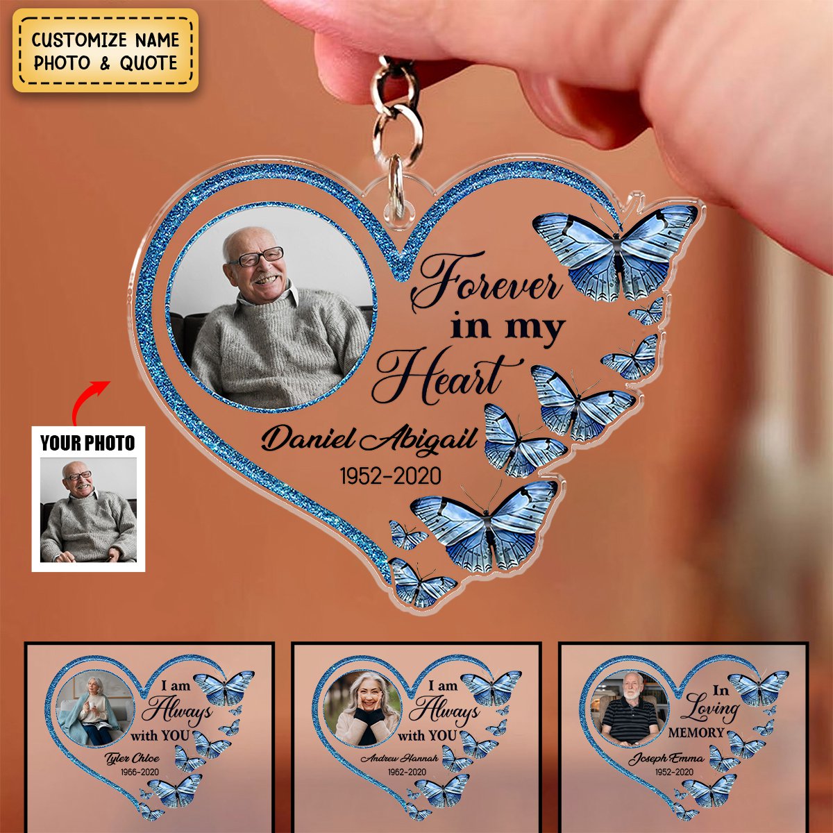 I Am Always With You Enter Name, The Years Upload Photo Personalized Acrylic Keychain