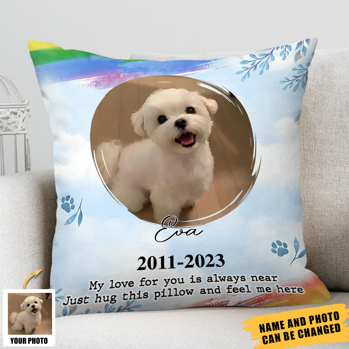 Memorial Custom Photo My Love For You Is Always Near Pillow