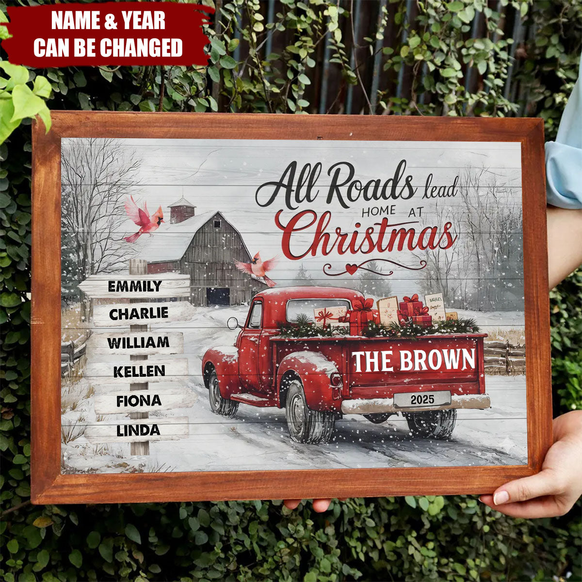 Truck Family Christmas, All Roads Lead Home at Christmas - Personalized Poster, Gift For Family