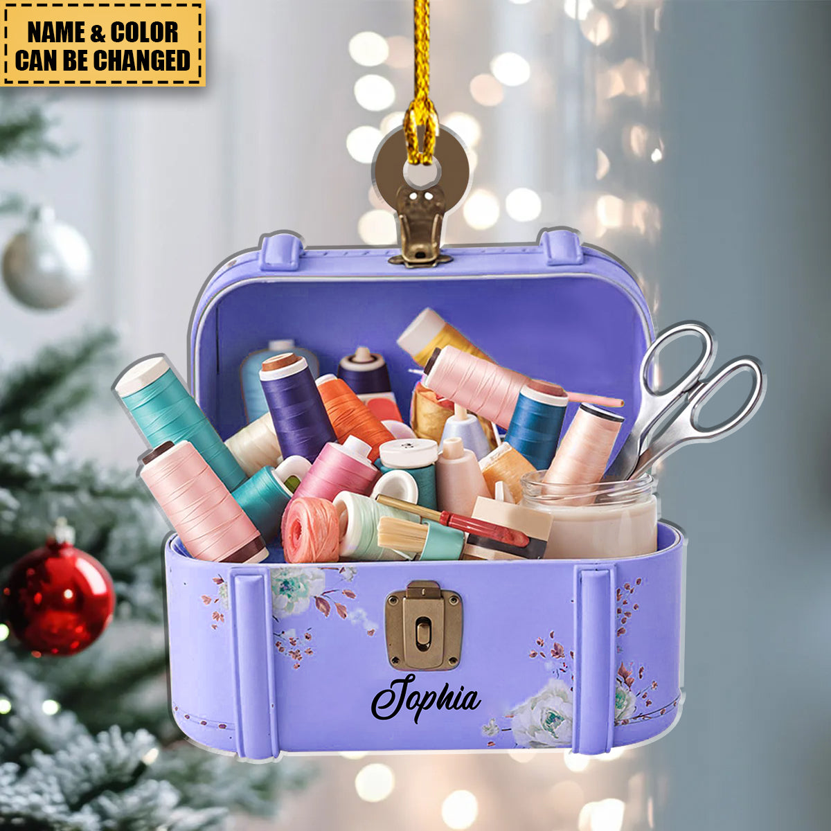 Personalized Sewing Machine Christmas Ornament, Sewing Flower Machine Ornament, Gift For Sewing Lovers