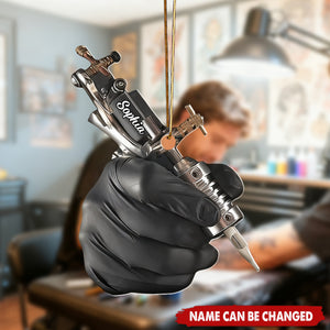 Personalized Tattoo Machine Ornament Custom Name Acrylic Decor