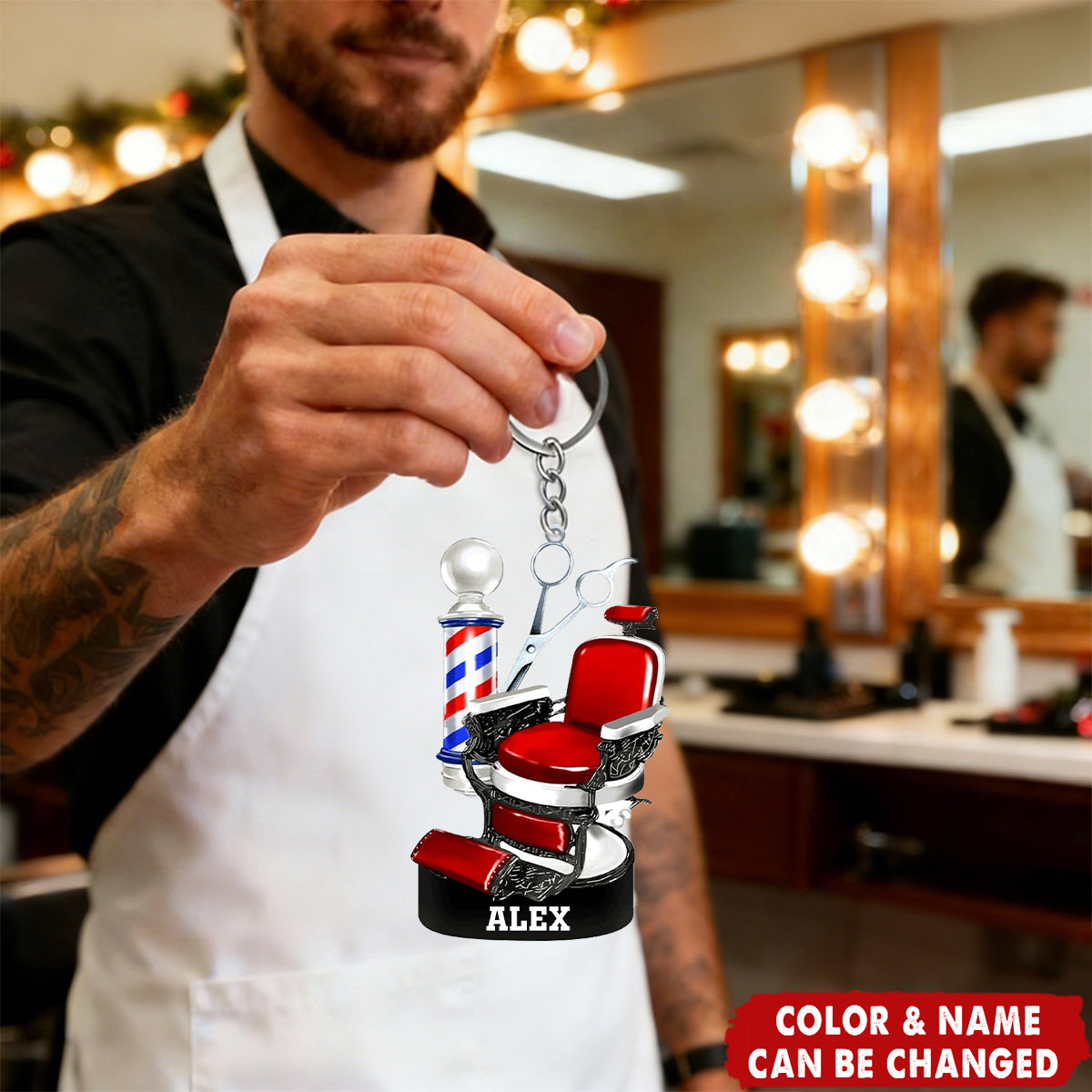 Custom Barber Chair Acrylic Keychain