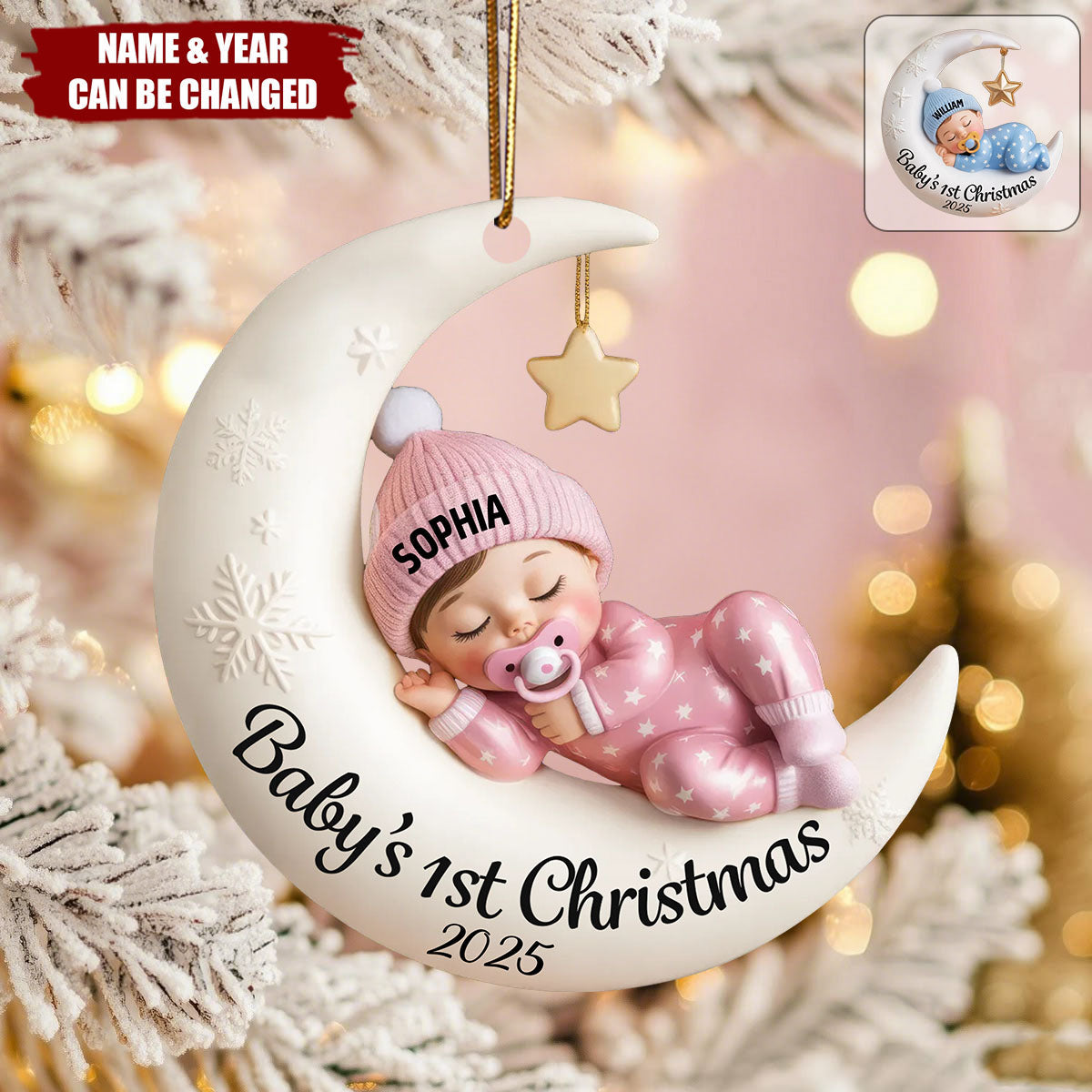Newborn Baby 1st Christmas - Personalized Acrylic Ornament, Baby Shower Gift
