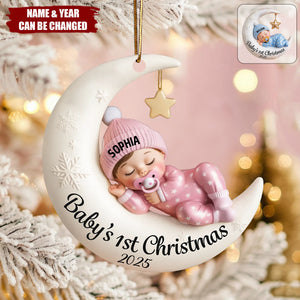 Newborn Baby 1st Christmas - Personalized Acrylic Ornament, Baby Shower Gift