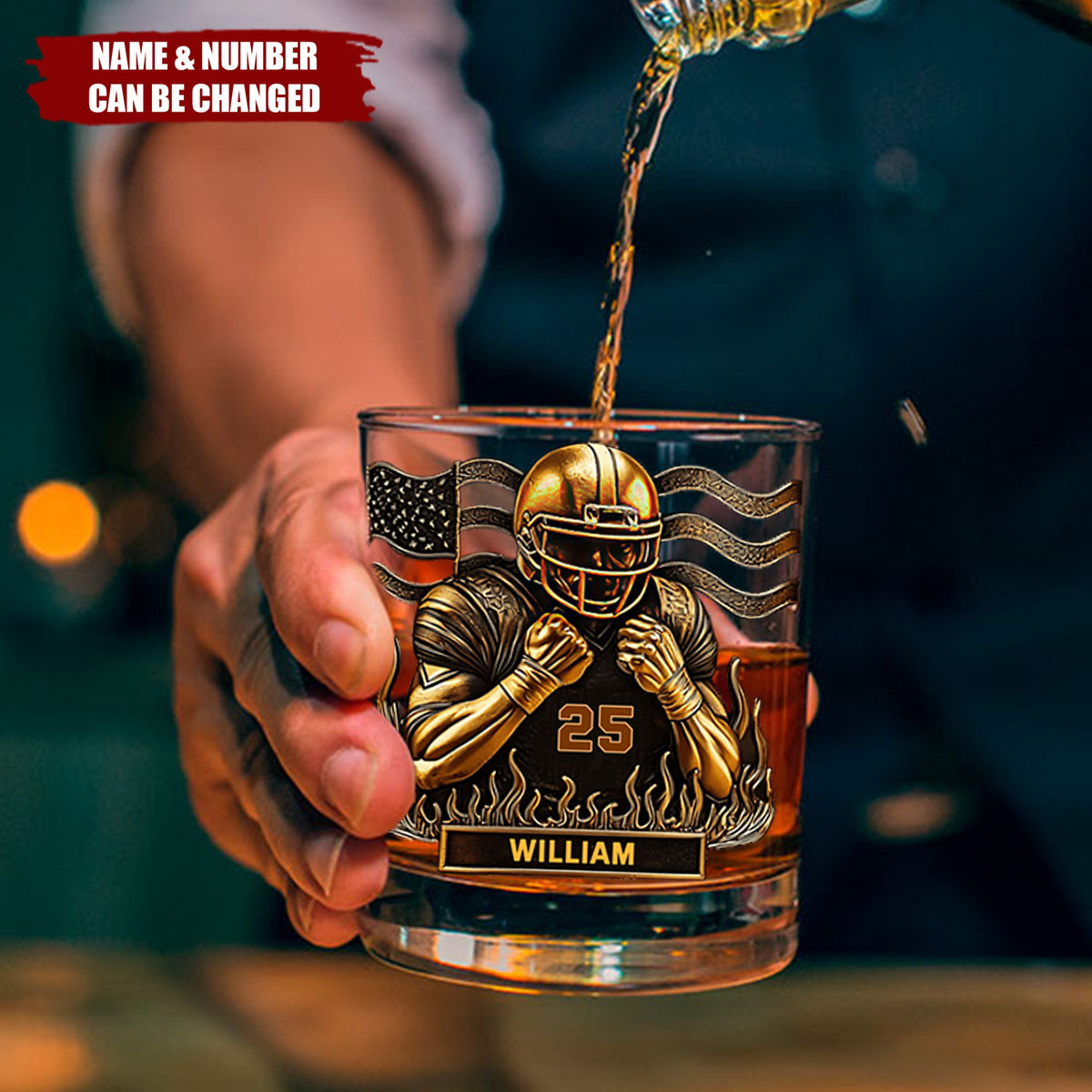 Whiskey & American Football - Personalized Football Whiskey Glass