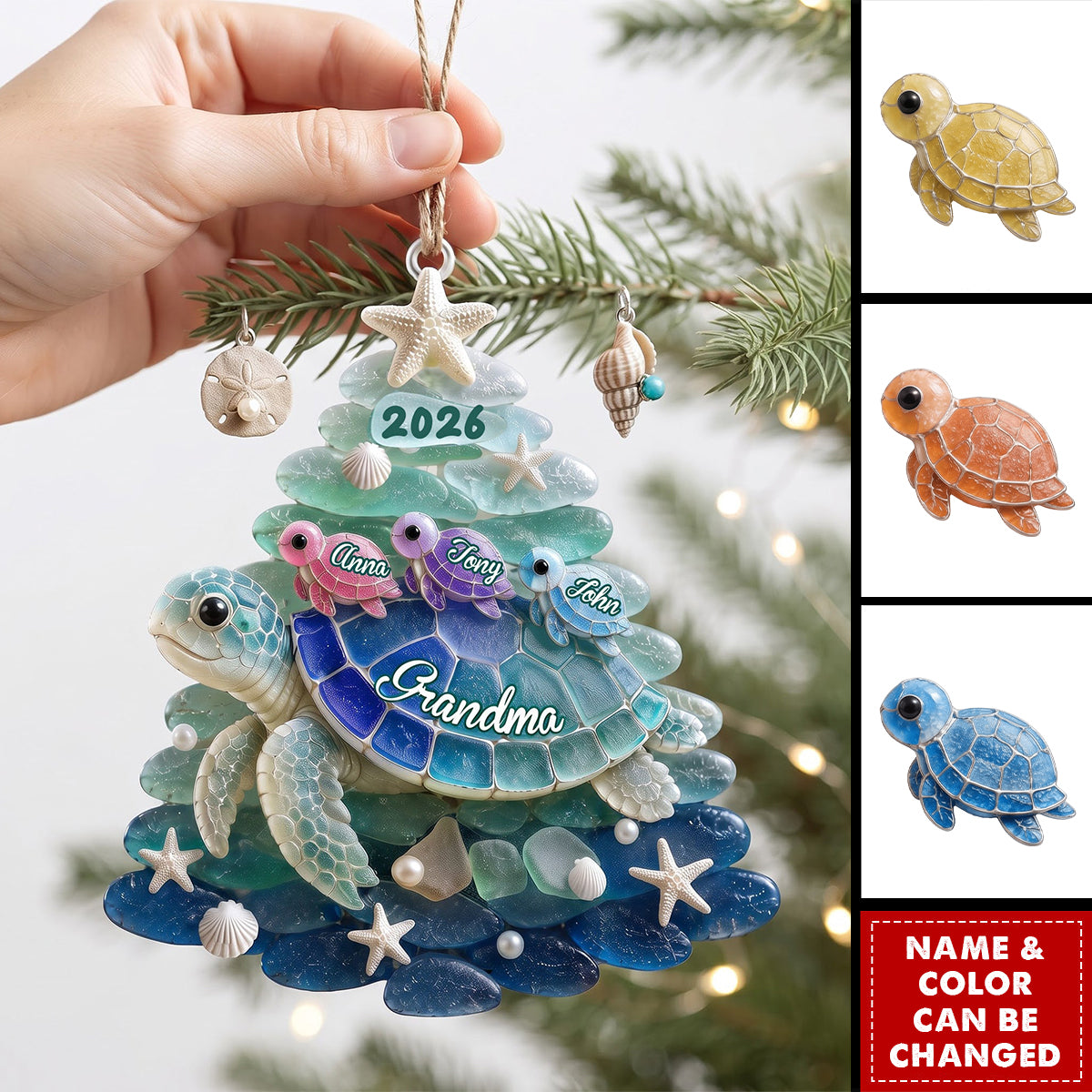 Turtle Grandma Acrylic Ornament - Personalized Gifts For Christmas